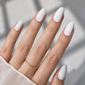 White Press On Nails - White Nails Almond Fake Nails - color: 2B - Cream White