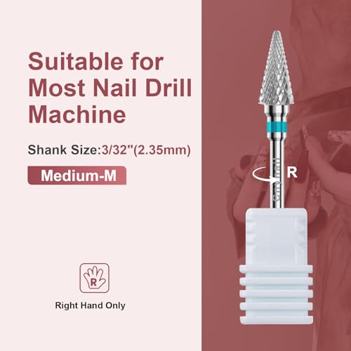 3/32" Clean Umbrella Carbide Cuticle Cleaner Bit for Nail Prep, 2-Pack - color: 031 Silver, size: M