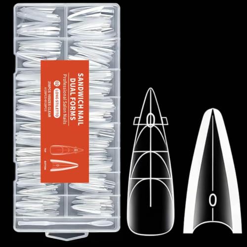 Sandwich Nail Dual Forms, 256PCS Acrylic Polygel,Stiletto