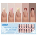 Dsixnails Skin Tones French Tip Press on Nails, 150Pcs, Long Square Matte - color: A-CF-Long 5 IN 1-2