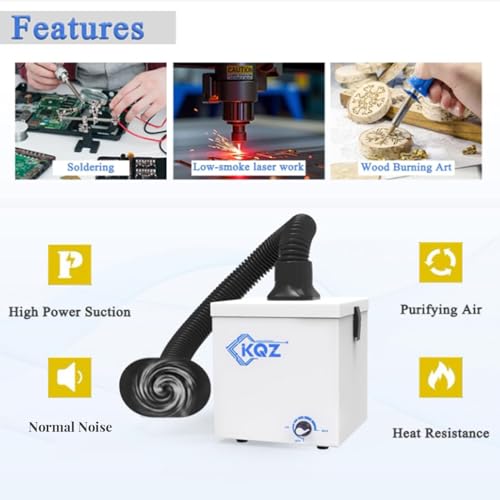 KQZ W1 Solder Fume Extractor 168m³/h Smoke Absorber with H13 HEPA - color: White