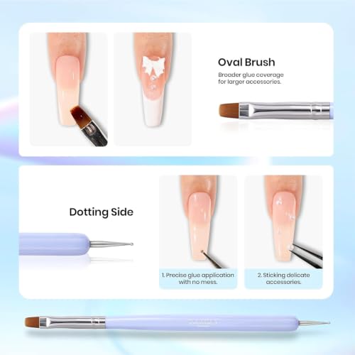 Beetles 3D Nail Art Brushes, Dual-ended Silicone Manicure Tool Gold Chrome - color: D - Silver White-2