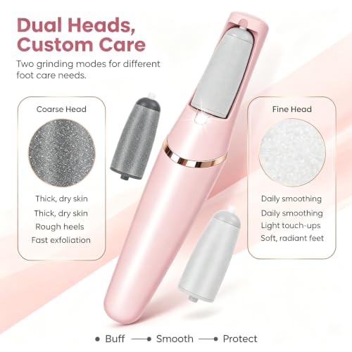 Electric Callus Removers for Feet,2‑Speed Electric Foot Callus Remover Pedicure Kits Rechargeable with 2 Washable Roller Heads,Removes Dry Skin for Smoother Feet, Foot Care for Dead Skin Ideal Gift