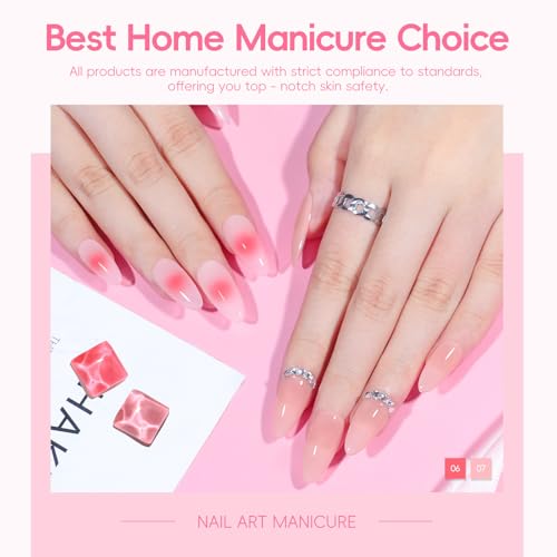 COSCELIA Jelly Gel Nail Polish 22 Colors with 3PCS Base Top Coat Translucent Pastel Nude Pink Green U V Gel Polish Soak Off Nail Gel Kit for Salon Home Nail Art - color: 21 Colors Jelly Gel Nail Polish 01