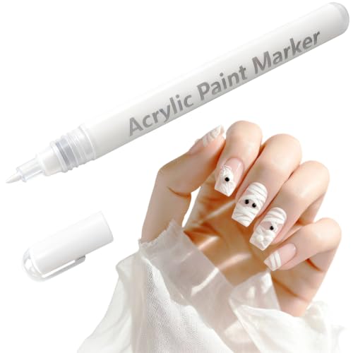 Nail Art Pen, 0.7mm Fine Tip Nail Polish Marker, Quick Dry Nail Paint Pen for DIY Drawing, French Manicure，Salon Style Nail Designs - 1 PCS (White) - size: White