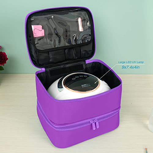 ButterFox Large Nail Polish Organizer Storage Case Holder, Fits Nail Lamp Dryer and 40-50 Bottles, Gel Nail Polish Kits Supplies Holder Bag (Burgundy Purple, S (30-40 Slots)) - color: Burgundy Purple, size: S (30-40 Slots)