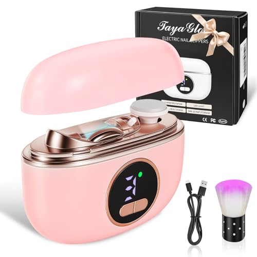 Electric Nail Clippers Automatic Nail Trimmer with Clip Storage Pink - color: Pink