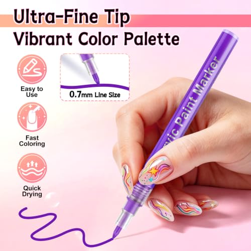 12 Colors Nail Art Pens Set, TOROKOM Nail Art Markers 3D Nail Polish Pens - color: 12 Color-G