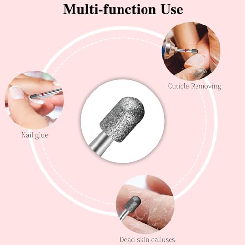 Nail Drill Bit,Cylinder Diamond Carbide Cuticle Remover Bit,3/32" Shank,Professional Diamond Carbide Nail Drill Bit for Acrylic Gel Nails,Home Salon & DIY(Fine) - color: Medium