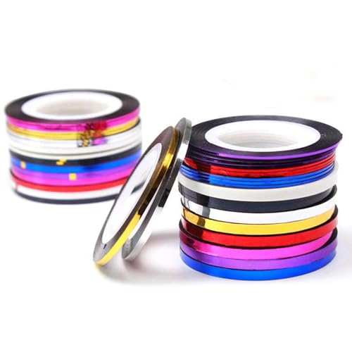 Metallic 36 pcs Nail Art Striping Tape Lines Nail Tape Kit - color: Silver