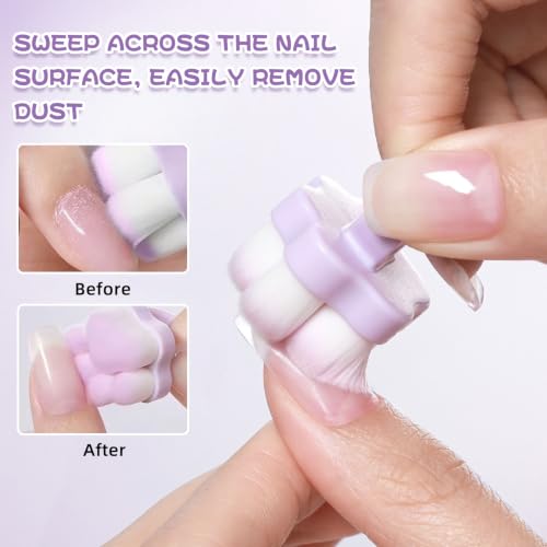 4Packs Nail Dust Cleaning Brush Ring,Soft Brushes for Clean Up Fingernails and Toenails Small Portable Scrubber Brush Nail Duster Tools for Manicure and Pedicure (pink and purple paw) - color: pink and purple paw