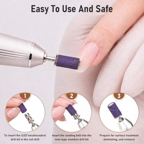 Mini Sanding Bands for Nail Drill, 100PCS 4-Grit Set(Large) - size: Large