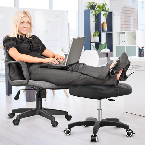 TASALON Adjustable Height Rolling Footrest Stool with Lockable 360° Wheels