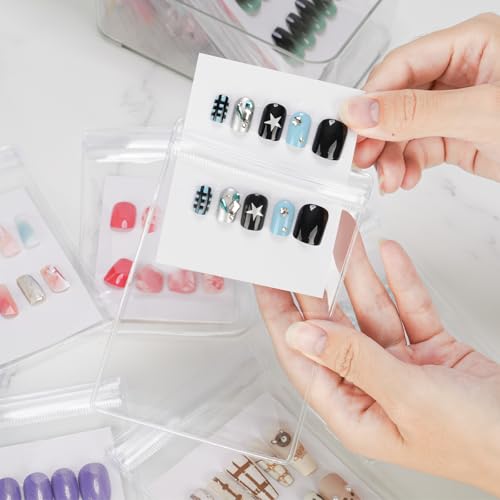 Press On Nail Packaging & Storage Set, 30 PVC Bags, Acrylic Box