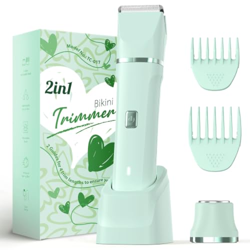 Risina 2-in-1 Bikini Trimmer for Women, Body Hair Trimmer, Electric Shaver - color: Green