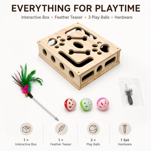 Cat Nail File Scratch Enrichment Box for Indoor Cat with Sandpaper BellBall