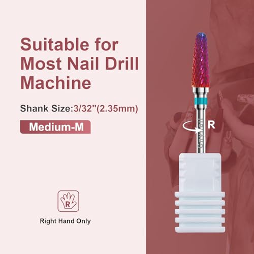 3/32" 2PCS Clean Cone Carbide Cuticle Cleaner Bit for Nail Prep & Cleaning - color: 008 Purple, size: M