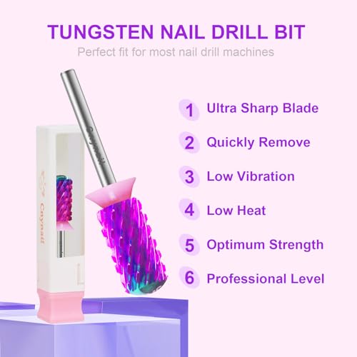 3/32" Large Smooth Barrel Safety Nail Drill Bit for Gel & Acrylic Removal - color: Purple L-S Barrel, size: 3XC
