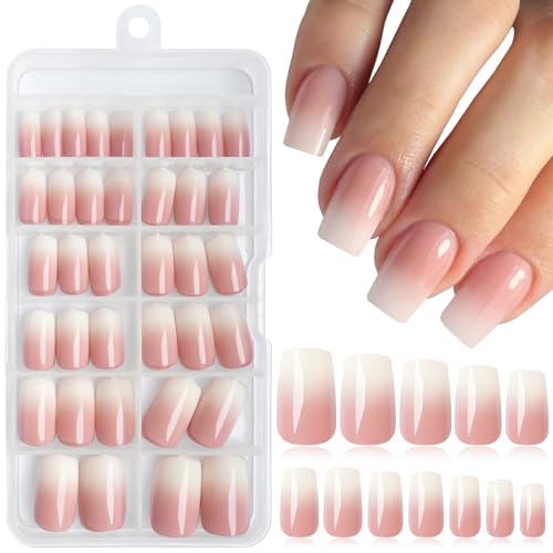 144pc Ombre Press on Nails Medium Fake Nails Square Glue on Nail Press ons