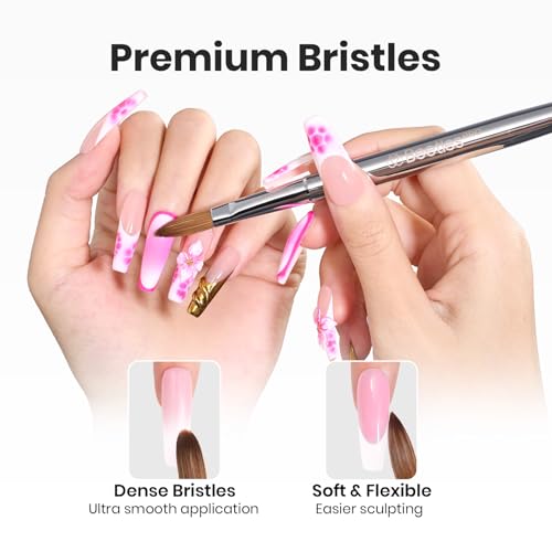 Beetles Pro 1-Pcs Acrylic Nail Brush – Professional Pure Kolinsky Bristles - color: C-Silver-02
