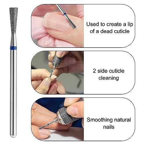 2Pcs Diamond Nail Drill Bits Carbide Conical Micro Cuticle Remover Bit Russian Electric File Bits for Under Nail Dead Skin Cleaning Cuticle Remove Nail Art Design Manicure and Pedicure - color: 2PCS 0.1x0.33