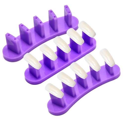 3PCS Nail Stand Nail Practice Display Board Nails Display Practice False Nail Art Tips Practice Display Stand Tool Nail Training Tools Plastic Stand with 110PCS Tips (Purple) - color: Purple