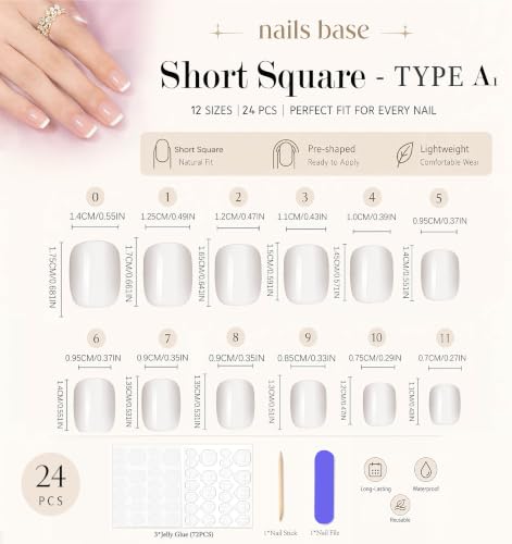 Pink Press On Nails, Short Square Fake Nails, 24 Pcs - color: Peach-Gradient