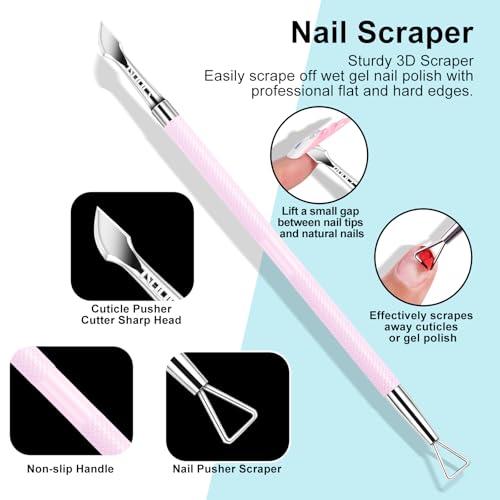 NXJ INFILILA Cuticle Pusher and Cuticle Cutter, 2Pcs Pink Cuticle Pusher Tool Stainless Triangle Cuticle Peeler Scraper Manicure Pedicure Tools Cuticle Remover Kit for Nail Care - size: Pink Cuticle Tools-2pcs