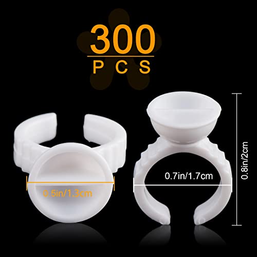 [300PCS] Lash Extension Glue Rings, 2 Slots Lash Glue Holder Cups