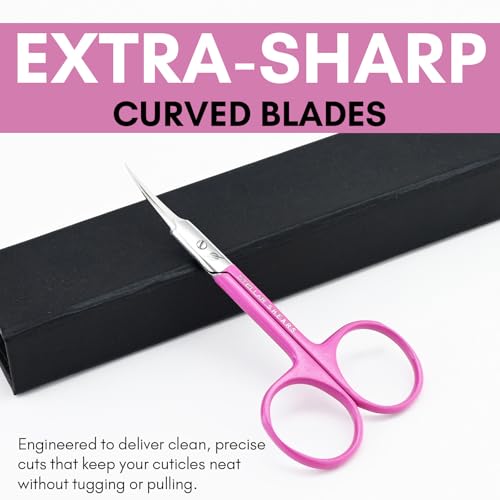 Cuticle Scissors – Extra Fine Curved Stainless Steel Blades for Precise Cuticle, Eyebrow & Nail Trimming – Professional Manicure & Pedicure Scissors for Women & Men (Pink) - color: Ss-csp-01