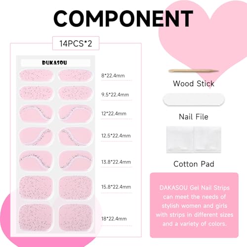 Semi Cured Gel Nail Strips, 28 pcs Gel Nail Stickers Work with Any UV Lights, Long-Lasting Nail Art Wraps, Stick on Nails for women Easy to Apply & Remove - color: NEW-D32