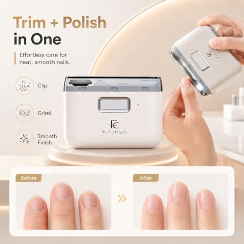 Electric Nail Clipper,Automatic Nail Clipper,Rechargeable 2 Speed Nail Clippers Set,45DB Nail Kit,LED Light Electric Nail Clippers for Adults,Seniors,People,2 in 1Design Manicure Set Portable White - color: White Dark