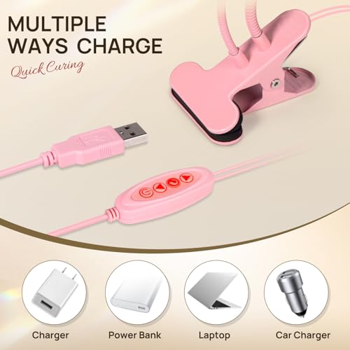 AORAEM UV LED Nail Lamp, Double-Headed Flash Cure Nail Lamp for Gel Nails - color: Pink