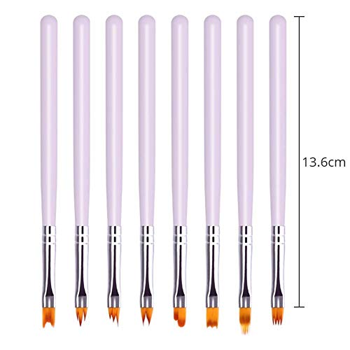 8 Pcs Premium Nail Brush Pens with Wooden Handle – UV Gel Art Gradient & Flower Design Tools for Professional Manicure, Perfect Valentine’s Gift (Purple Wood) - color: 8 amazing nail brushes