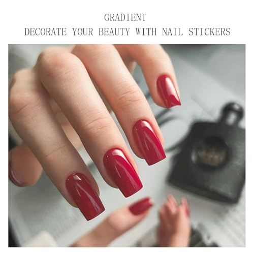 JMEOWIO Semi Cured Gel Strips Nail Art Sticker Wrap Red - color: Red