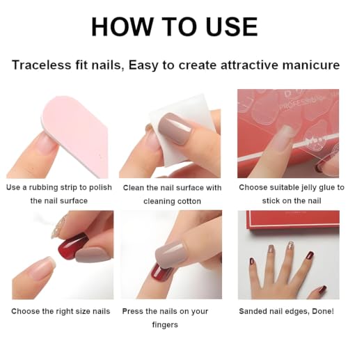 Short Square Press on Nails Polka Dot Fake Nails Nude Nails Press Ons - color: Nude