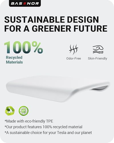 BASENOR Upgraded Center Console Armrest Cover for Tesla Model S Model X - size: Model S/X White