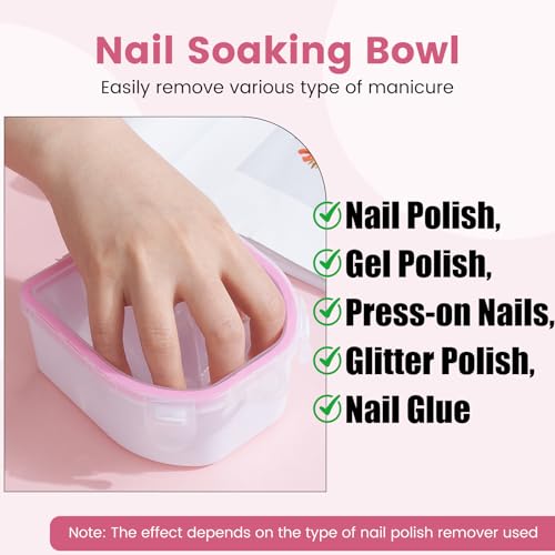 Nail Soaking Bowl Acetone-Proof- 2Pcs Manicure Soak Bowls Kit - color: S1-Pink