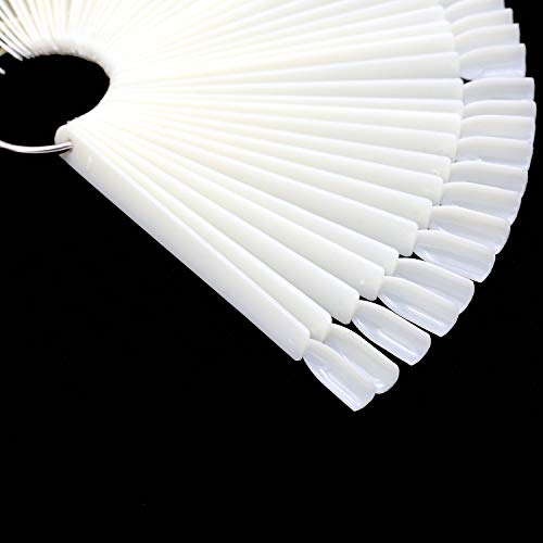 150 Tips Natural Nail Swatches Sticks Nail Art Supplies for Nail Art Polish Display and Home DIY, Nail Sample Practice Tips Color Board Art Accessories with Ring