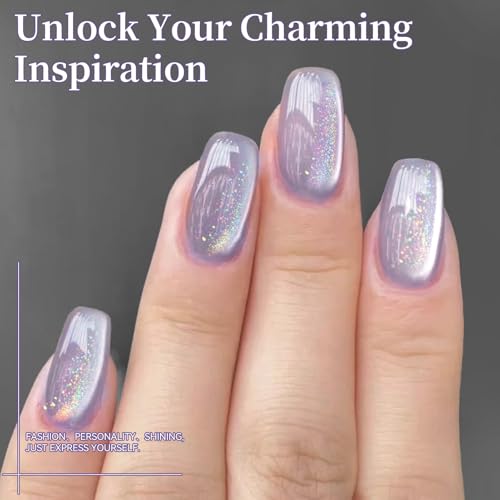 BORN PRETTY Purple Cat Magnetic Eye Gel Nail Polish Rainbow - color: Star Island