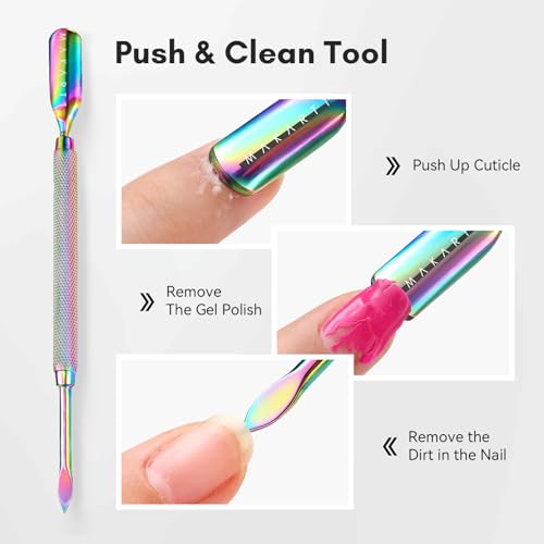Makartt 3-Pack Rainbow Titanium Cuticle Nipper, Pusher Set - size: Rainbow Titanium-3pcs