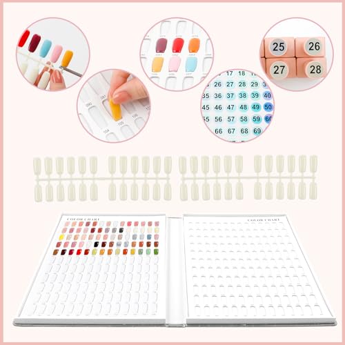 308 Colors Chart With 360 Tips Professional Swatches Book Gel Polish Display Card Book With Brush and Number Sticker for Nail Salons (Silver, One Size) - color: Silver