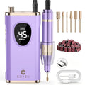 Professional Electric Nail Drill Rechargeable Nail File for Beginners - color: Lilac Purple
