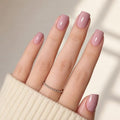 Pink Nude Press On Nails, Short Square, Glossy Skin Tone Glue On Nails - color: A8-Pink Nude