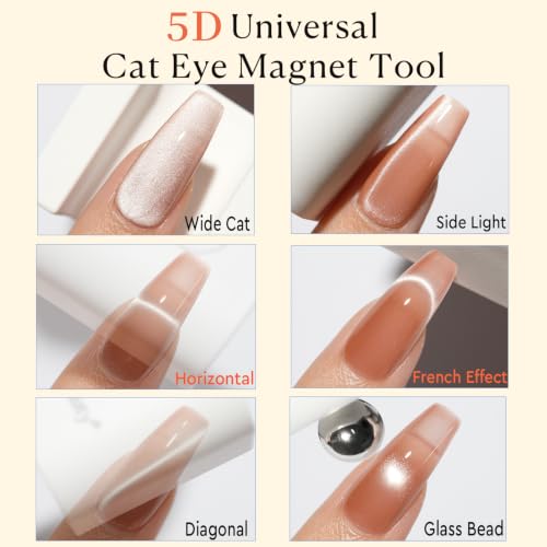 AzureBeauty Cat Eye Magnet 5D Nail for Cateye Gel Polish Nail Stuff - size: 8Pcs