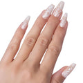 PaintLab Beige Lace Press On Nails, Long Coffin, 24pcs Nail Kit - color: Beige Lace