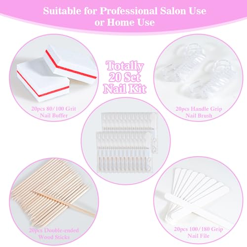 20 Sets Disposable Manicure Kit(20 Set -White) - size: 20 Set -White