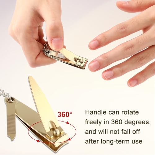 12 Pieces Nail Clippers Stainless Steel Set, Gold - color: Gold