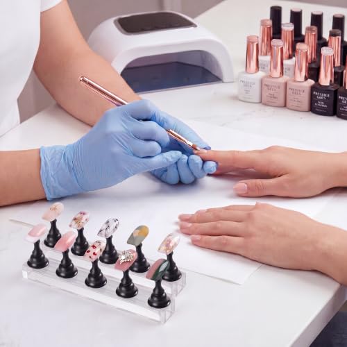 Nail Stand for Press Ons, Acrylic Magnetic Nail Tips Practice Holder, Practice Hands & Fingers, 100 Pcs Reusable Double-Sided Tape Dot for Home DIY Salon Painting Nails Stand kit (Black) - color: Black A