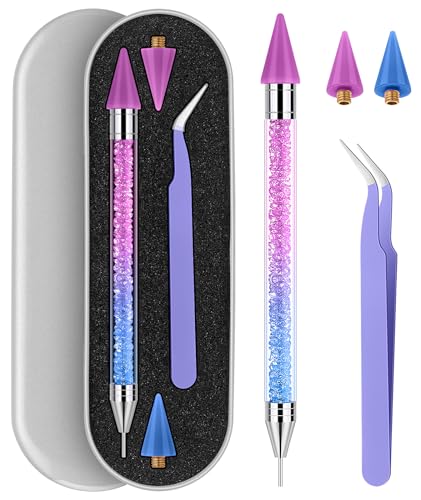 Tatuo Rhinestone Picker Tool Bedazzling Pen Dual Head, Gradient Blue Purple - color: Gradient Blue Purple